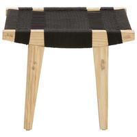 Hocker in Schwarz - Schwarz/Kieferfarben, Modern, Holz/Textil (45/45/55cm) - Premium Living