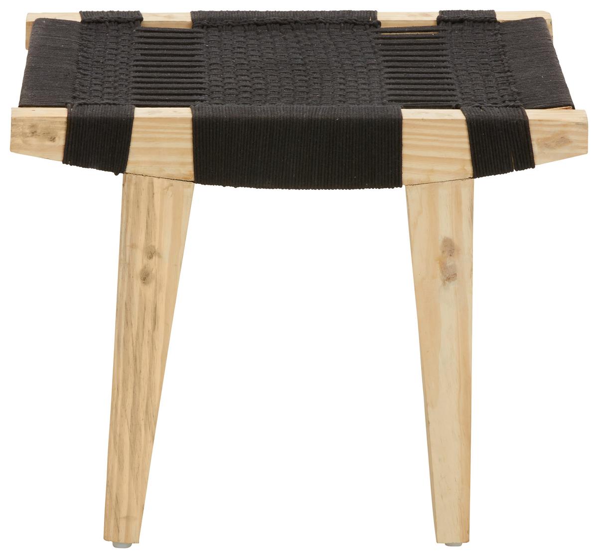Hocker in Schwarz - Schwarz/Kieferfarben, Modern, Holz/Textil (45/45/55cm) - Premium Living