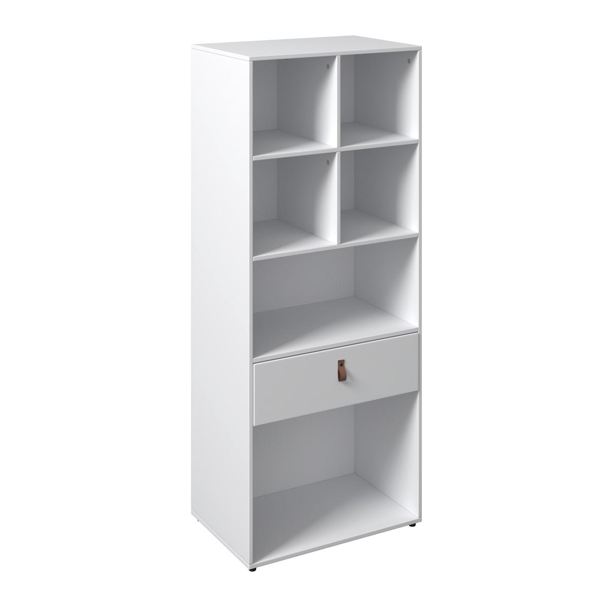 REGAL in weiß "Mick" - Weiss/Schwarz, Modern, Kunststoff/Textil (60/148,5/40cm) - Bessagi Home