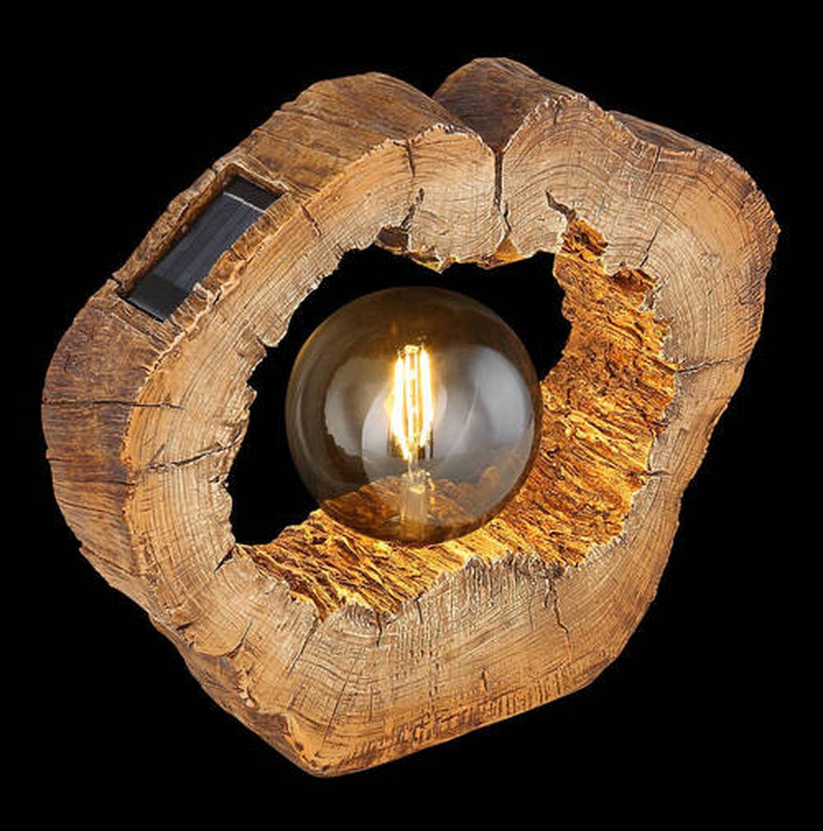 Solarna Svetilka Woodlight, S Sijalko - rjava, Natur, umetna masa (30,5/8,5/25,5cm) - Globo