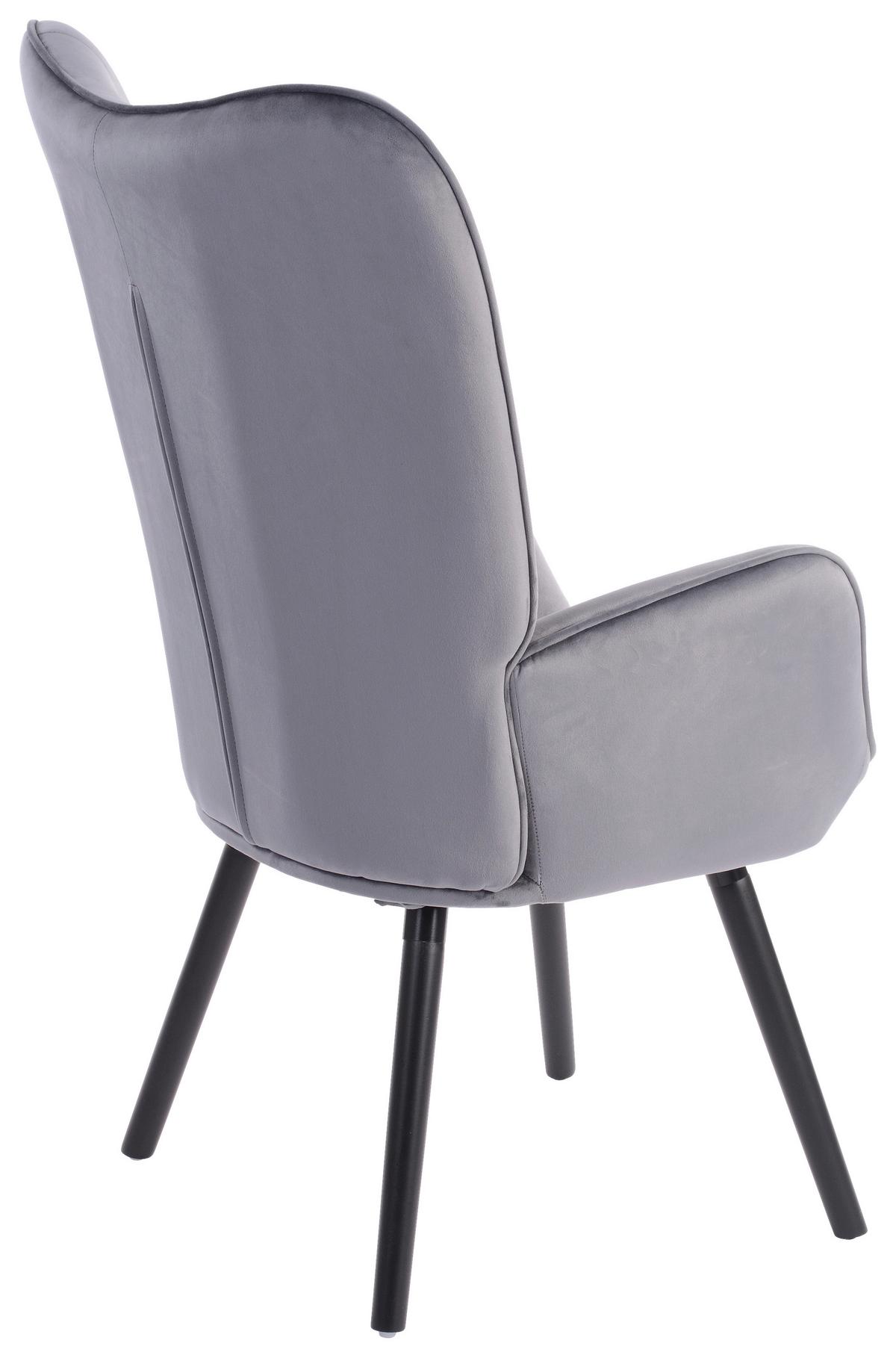 FOTEL PATRICIA - czarny/szary, Design, tkanina/drewno (66/109/71cm) - Ti'me