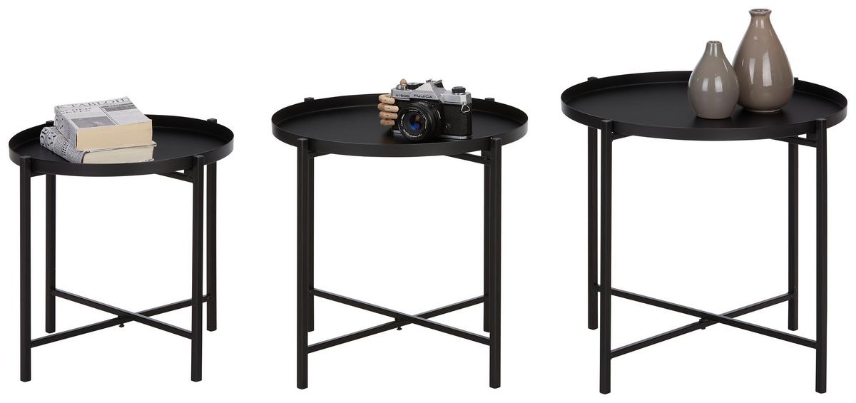 Set Mizic Bristol, 3-Delni, Črna, Kovina - črna, Moderno, kovina (39-43-48/37-40-43cm) - Mömax