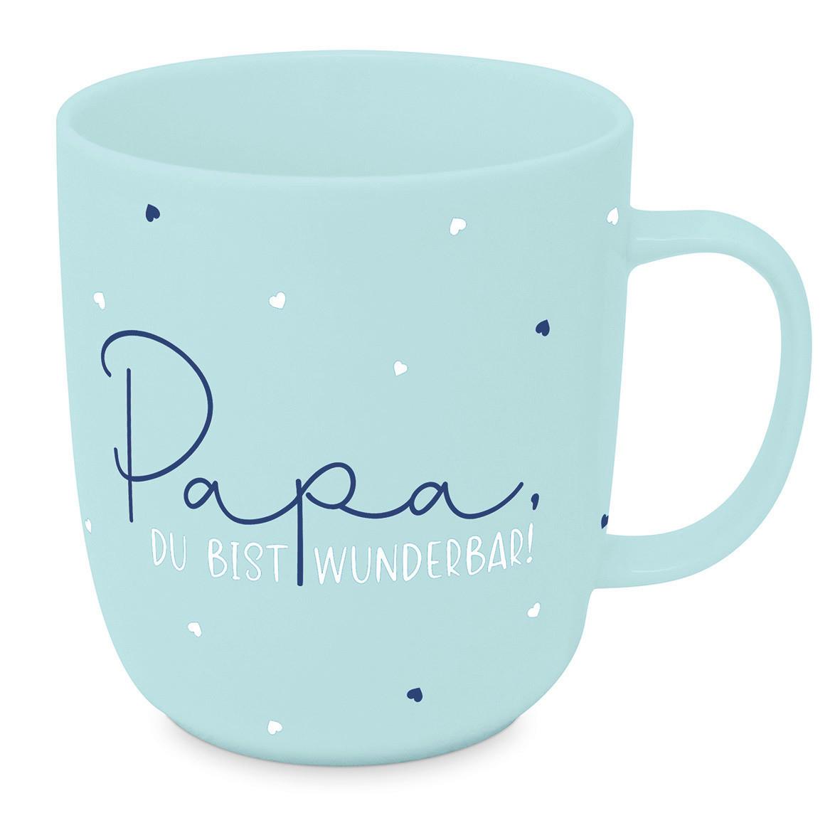 Kaffeebecher Papa aus Keramik ca. 400ml - Blau/Weiß, MODERN, Keramik (9/10cm)