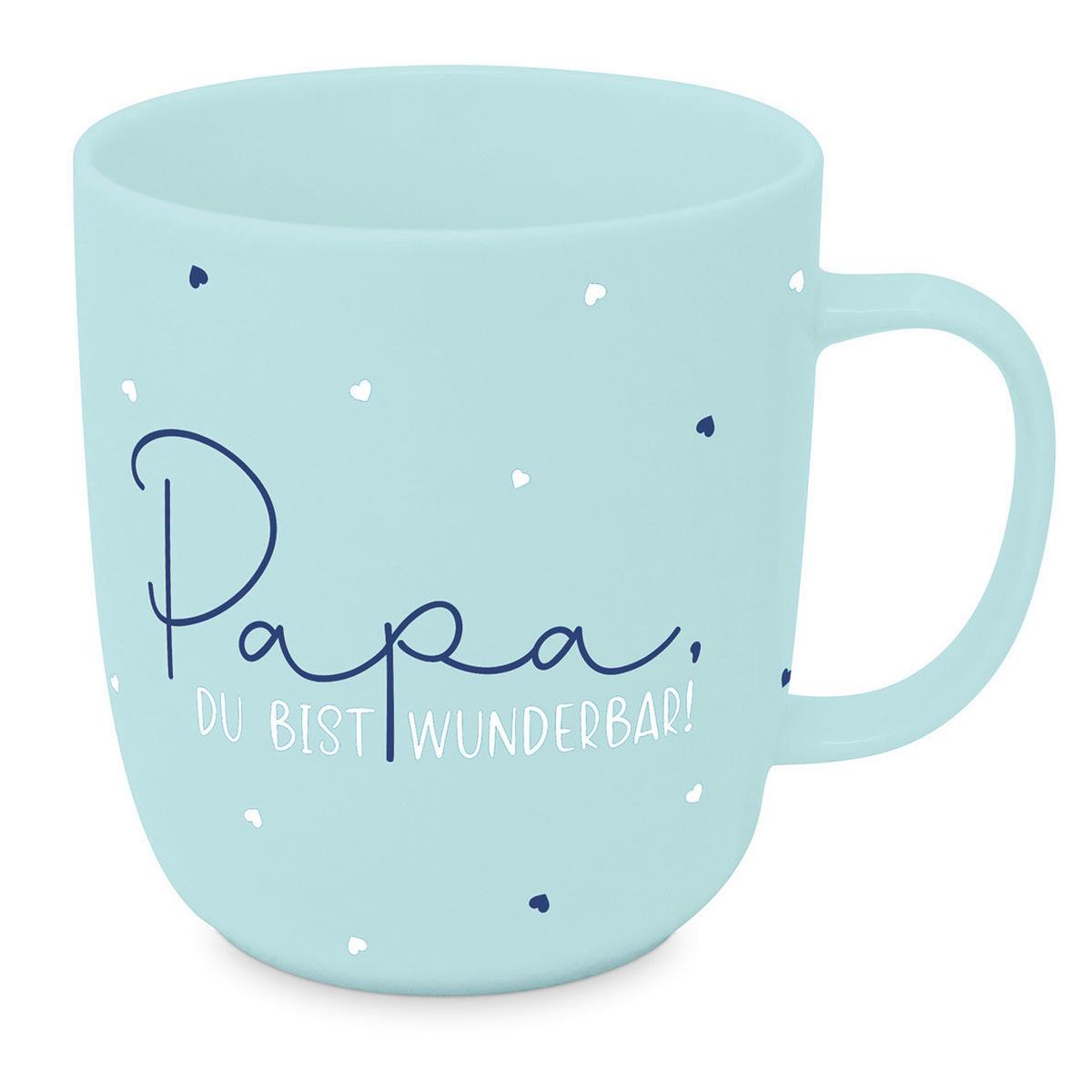 Kaffeebecher Papa aus Keramik ca. 400ml - Blau/Weiß, MODERN, Keramik (9/10cm)