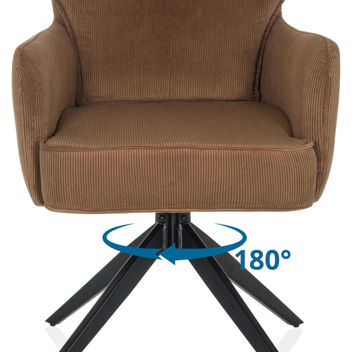 Naslanjač Tarugo, Rjava - črna/rjava, Moderno, kovina/tekstil (58/94/60cm) - MID.YOU