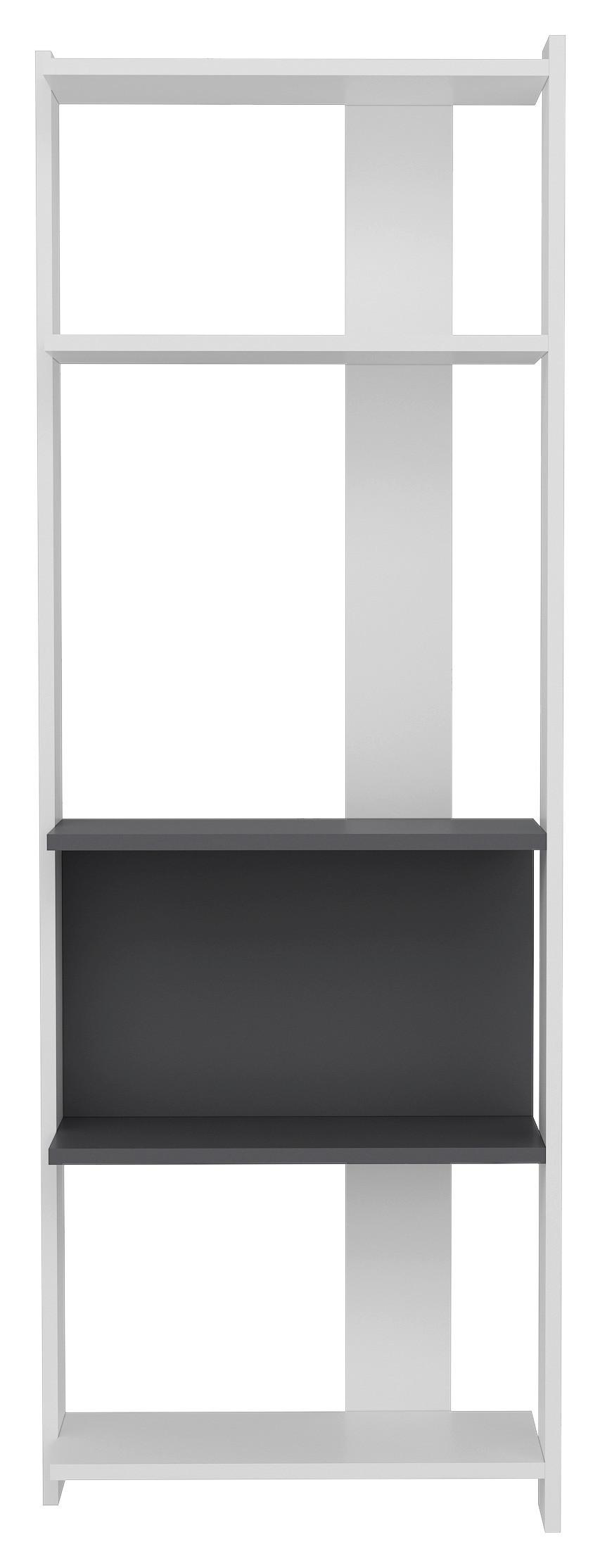 Regal Abis - bela/antracit, Design, leseni material (58,6/165/26,8cm) - MID.YOU