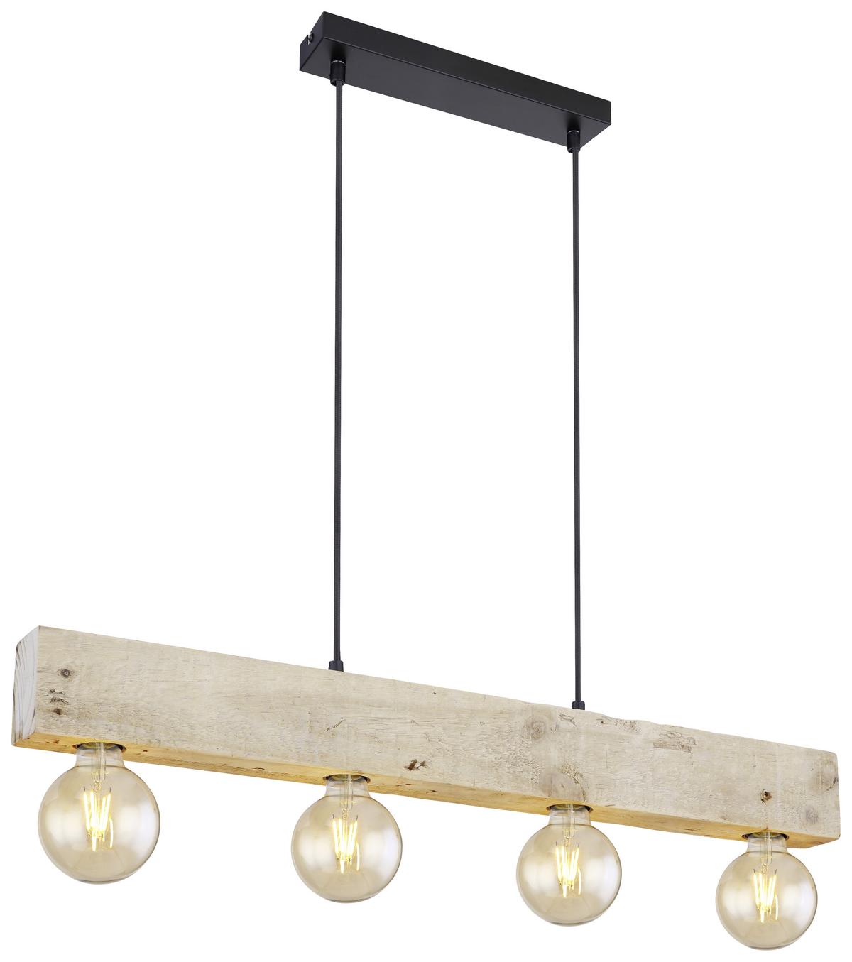 Hängeleuchte Adalie max. 60 Watt - Dunkelbraun/Schwarz, Natur, Holz/Textil (80/6/120cm) - Globo
