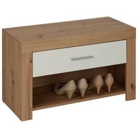 Garderobenbank in Weiß/Eichefarben - Chromfarben/Eichefarben, KONVENTIONELL, Holzwerkstoff/Kunststoff (80/50/36cm) - Mömax