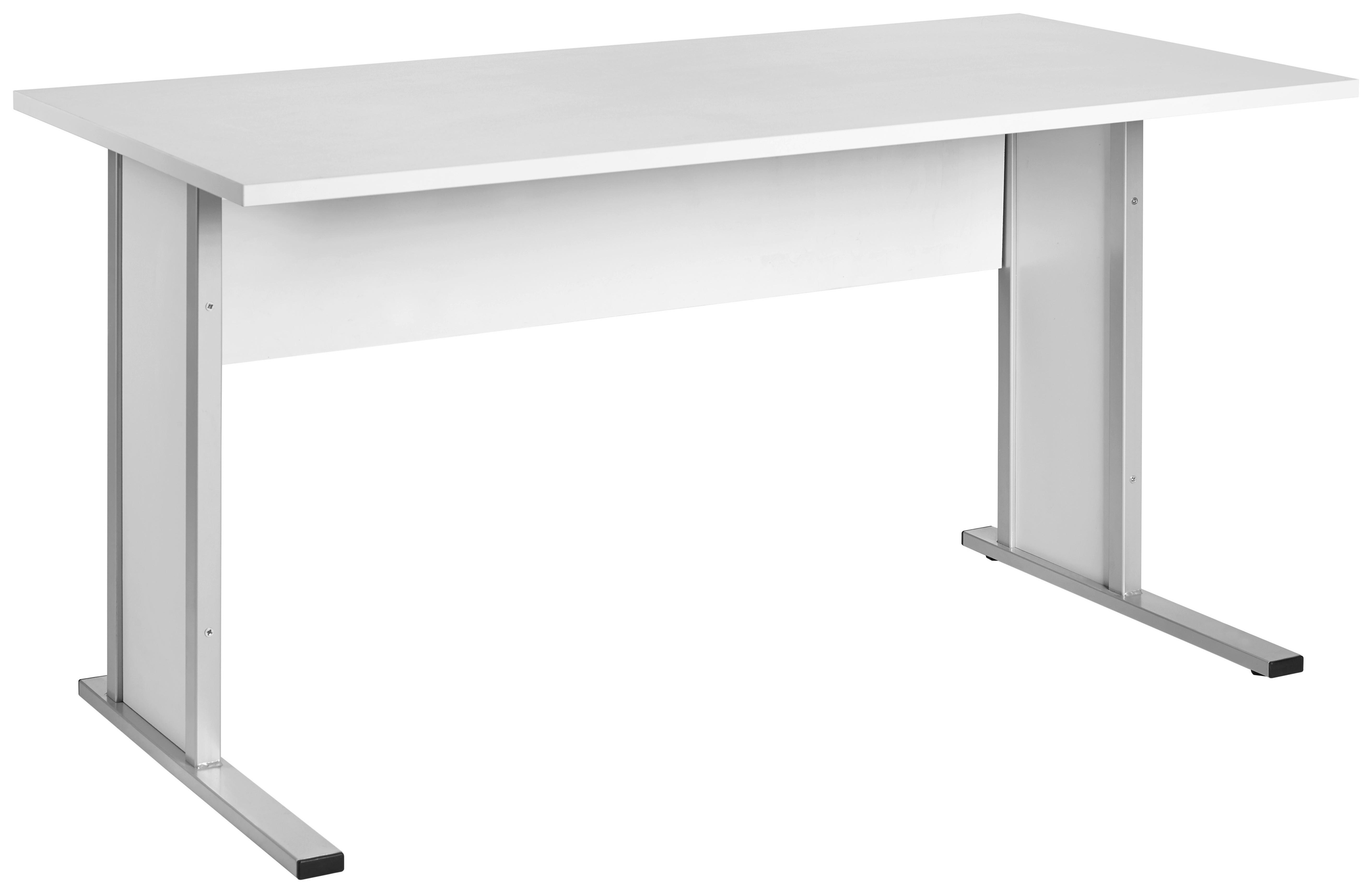 Schreibtisch "Serie 4000" ca 140x65 cm , hellgrau - Silberfarben/Hellgrau, Basics, Holzwerkstoff/Metall (140/65/72,2cm) - MID.YOU