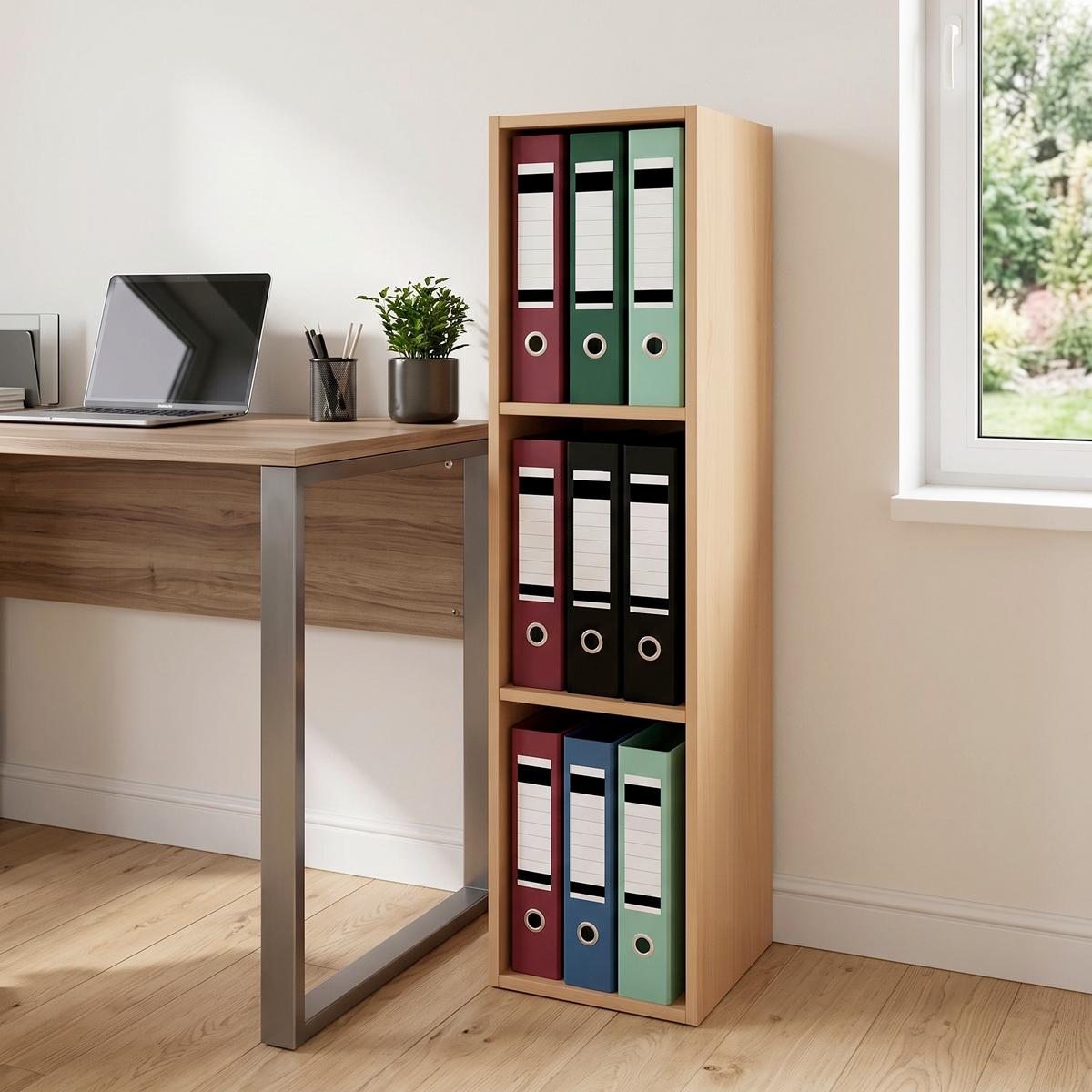 Etajeră Pentru Documente Offas - culoare lemn fag, Design, material pe bază de lemn (34/107/29cm) - MID.YOU