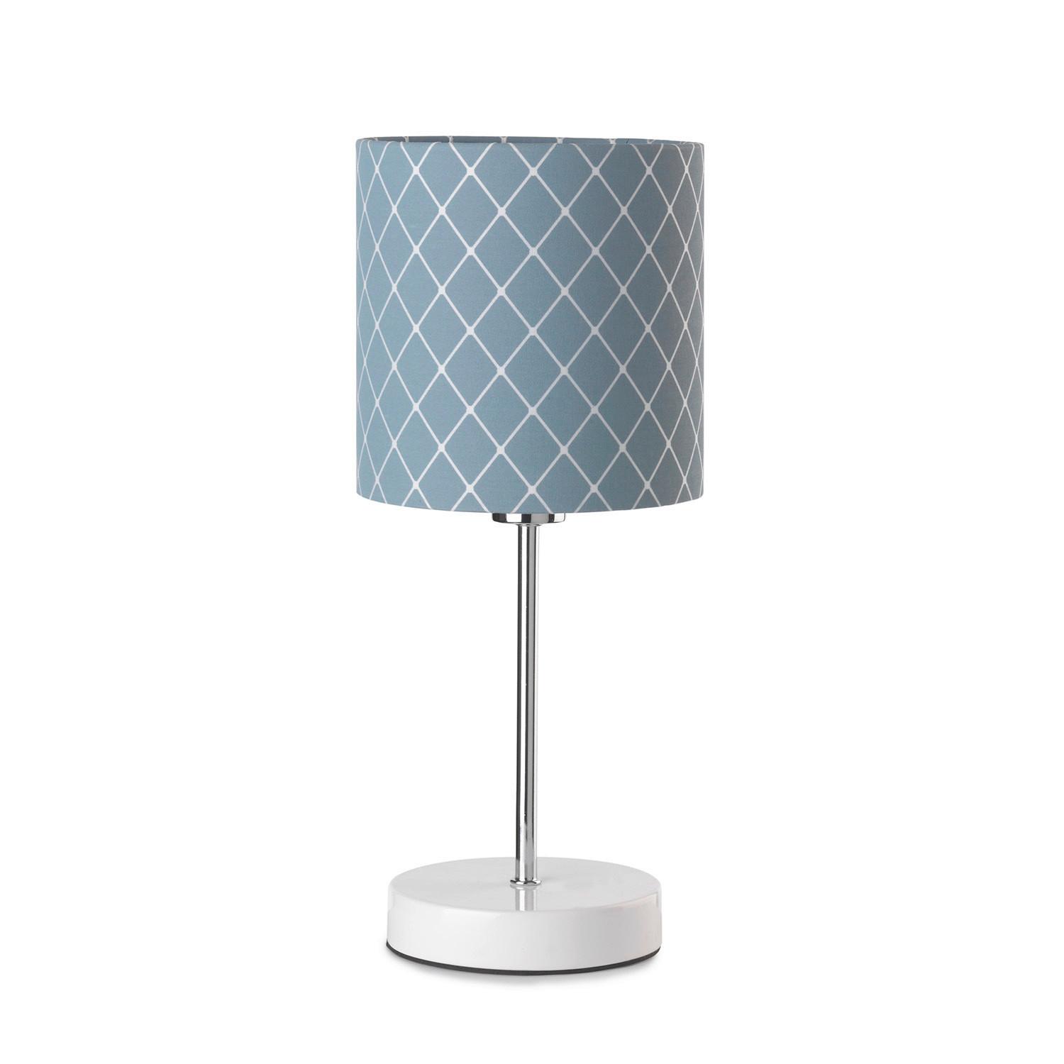 Tischleuchte Noah Blau/Weiß max. 6 Watt - Blau/Weiß, KONVENTIONELL, Textil/Metall (15/35cm)