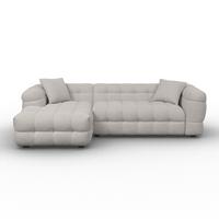 Wohnlandschaft Magda Greige Bouclé - Greige/Beige, MODERN, Holz/Kunststoff (157/270cm) - Bessagi Home