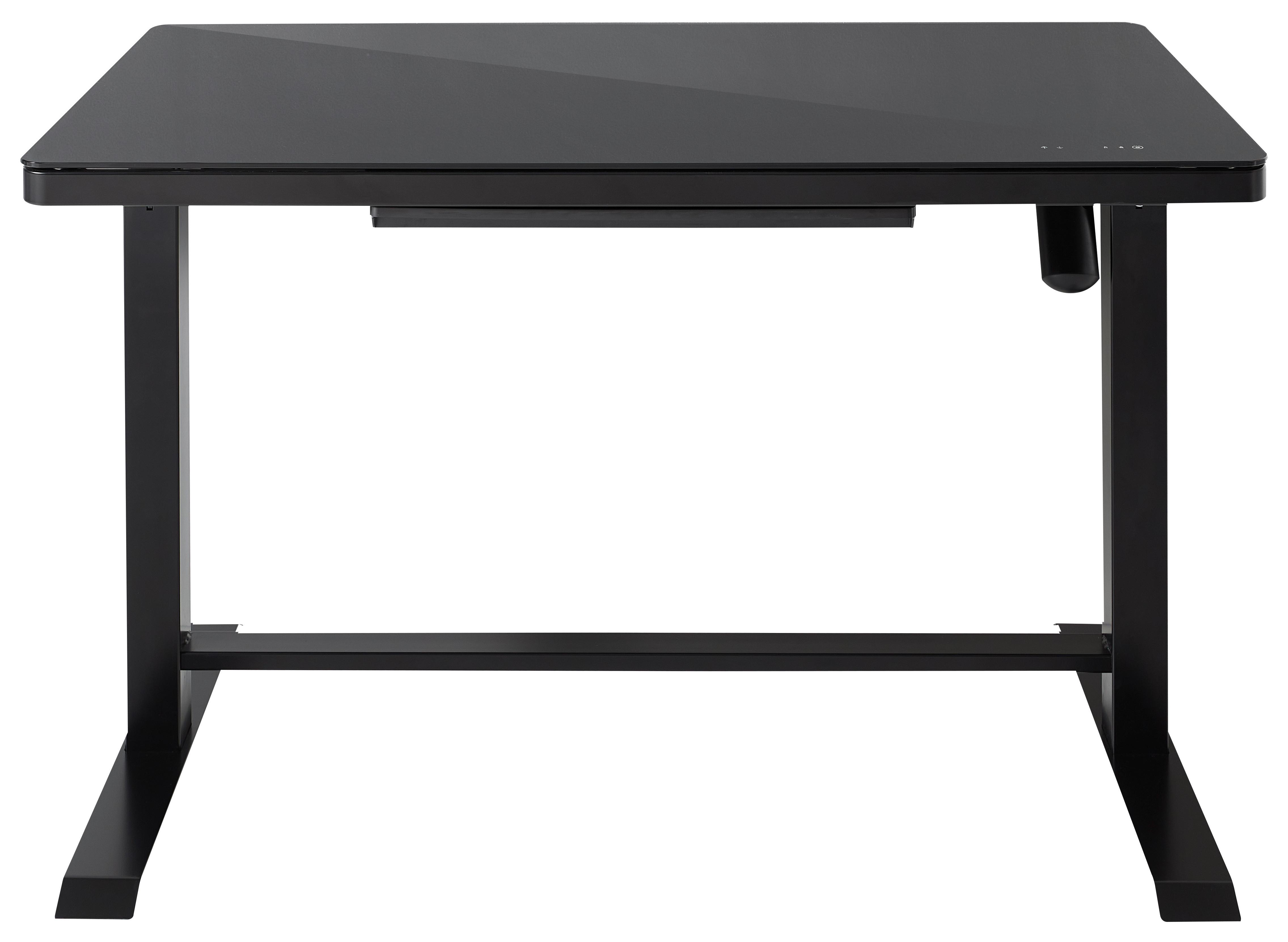 Íróasztal, Állítható Magasságú Lift4home - Fekete, modern, Üveg/Fém (120/72-120/60cm)