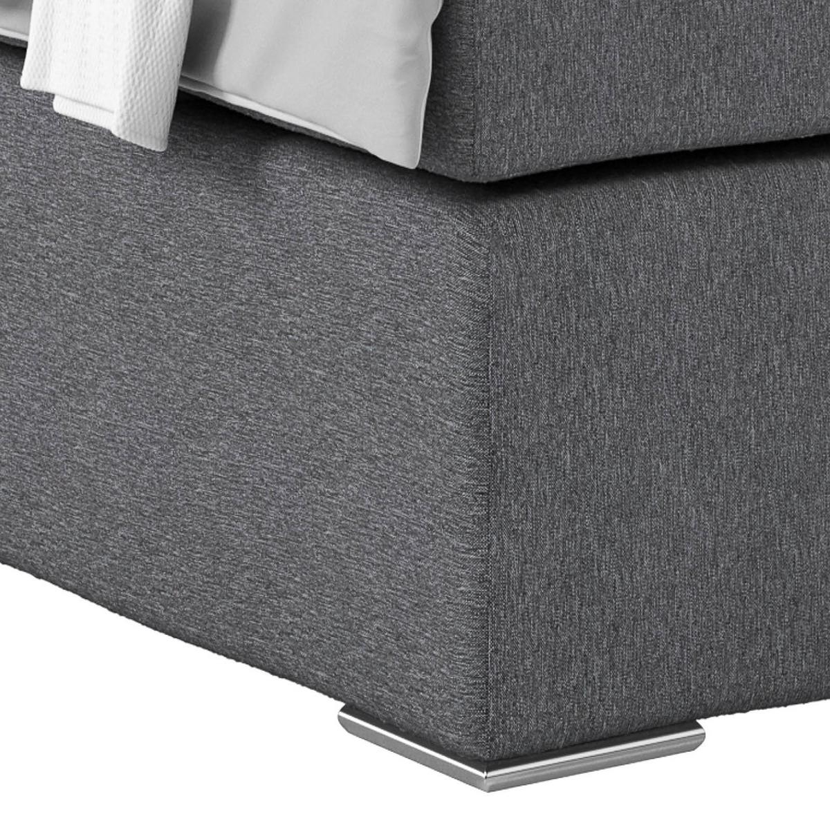 Boxspring Krevet Nero - siva/boje kroma, Konvencionalno, tekstil/metal (160/200cm) - Best Price
