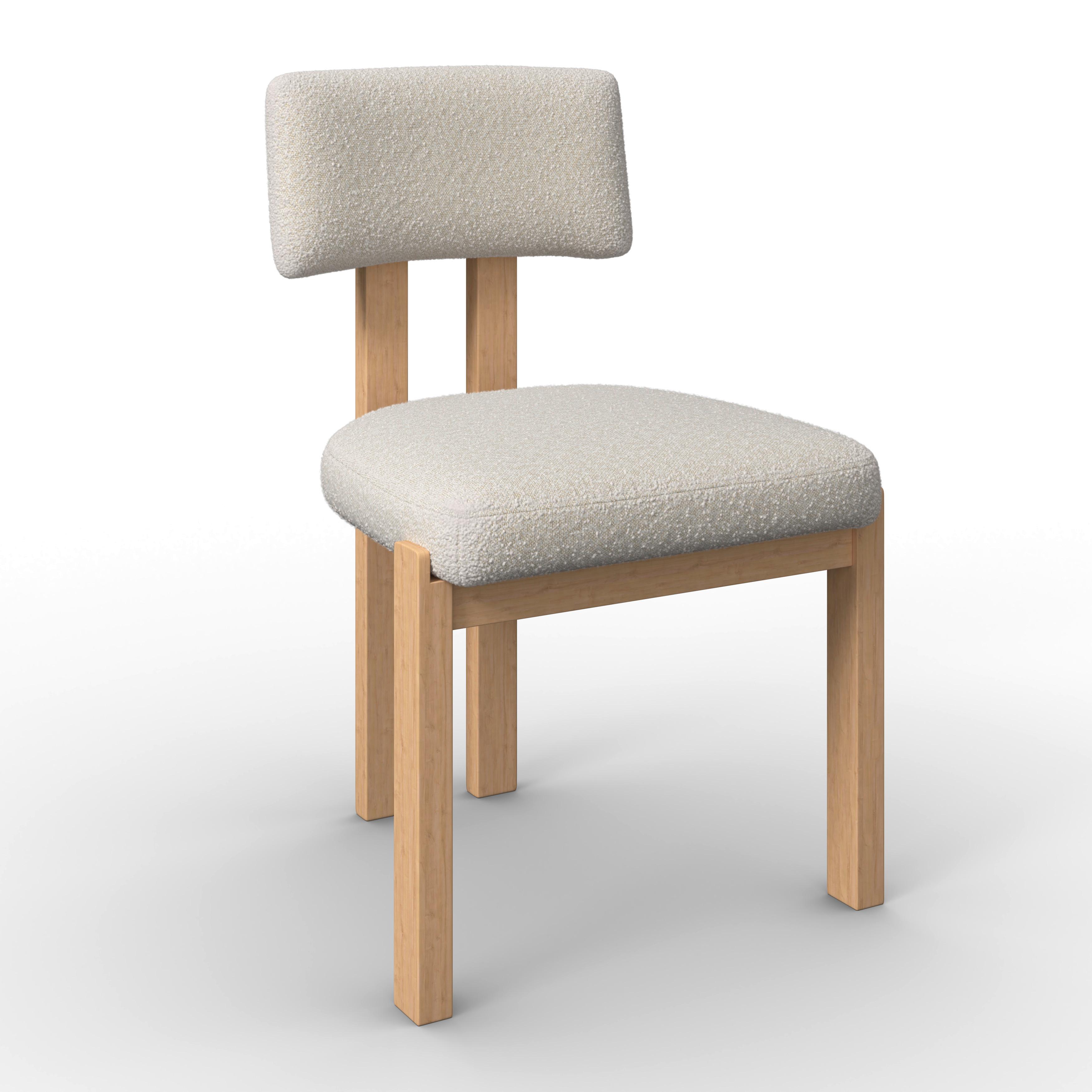 Stuhl Jonna Creme Bouclé Gepolstert - Creme/Naturfarben, MODERN, Holz/Textil (51/82/53cm) - Bessagi Home