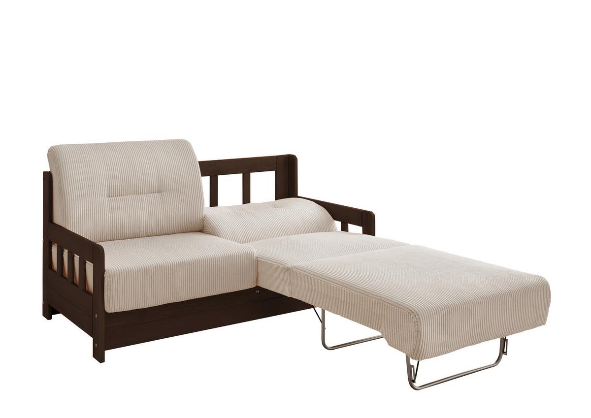 Schlafsofa Camino Holzkorpus Nussbaum/Beige - Beige/Nussbaumfarben, MODERN, Holz/Textil (154/88/90cm) - Livetastic