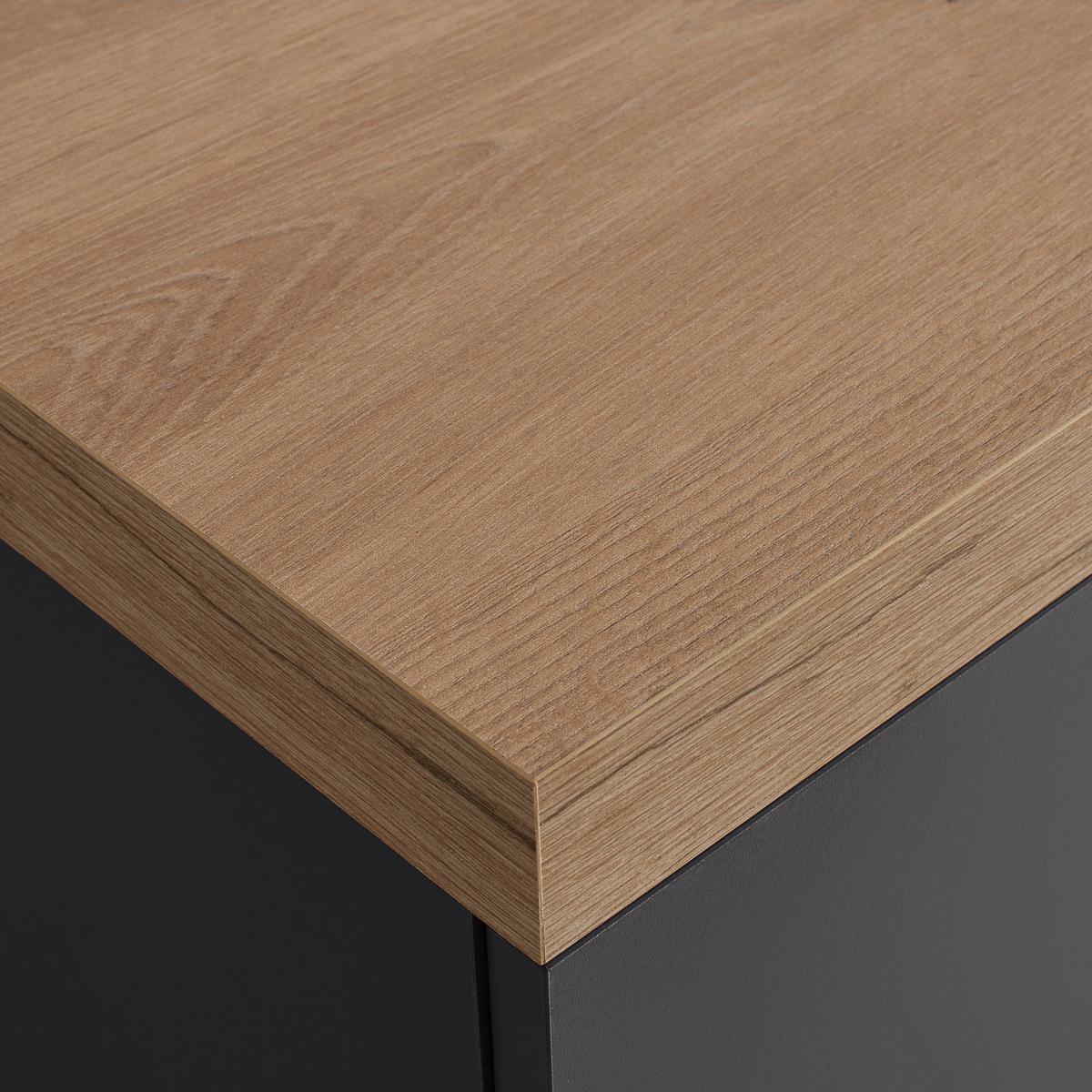 Sideboard Pepe Graphitfarben/Eiche Artisan - Graphitfarben/Schwarz, Modern, Holzwerkstoff/Kunststoff (135/90/40cm) - Mömax