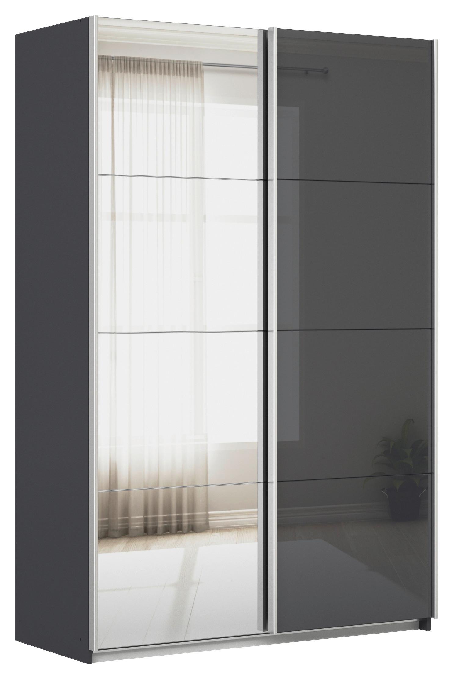 Ormar S Kliznim Vratima Feldkirch - srebrne boje/antracit visoki sjaj, Moderno, staklo/drvni materijal (136/210/62cm) - Modern Living