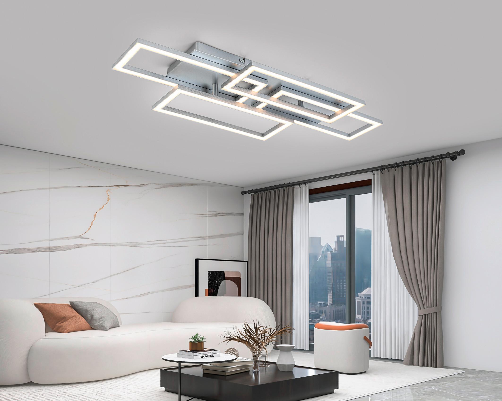 Led Svjetiljka Stropna Mega - srebrne boje/boje nikla, Moderno, metal/plastika (72/28,4/8cm) - Mömax