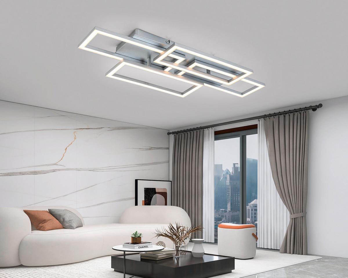 LED Mennyezeti Lámpa Mega - nikkelszínű/ezüstszínű, Modern, műanyag/fém (72/28,4/8cm) - Mömax