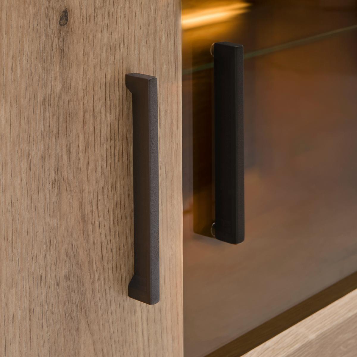 Highboard Alameda Eichefarben - Eichefarben/Anthrazit, MODERN, Glas/Holzwerkstoff (90/128/38cm) - Mömax