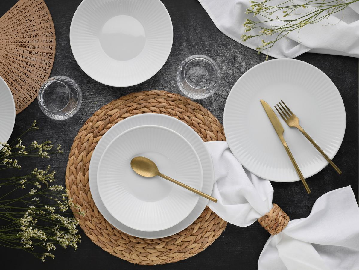 Jedilni Servis Valencia, 12-Delni - bela, Design, keramika - Creatable