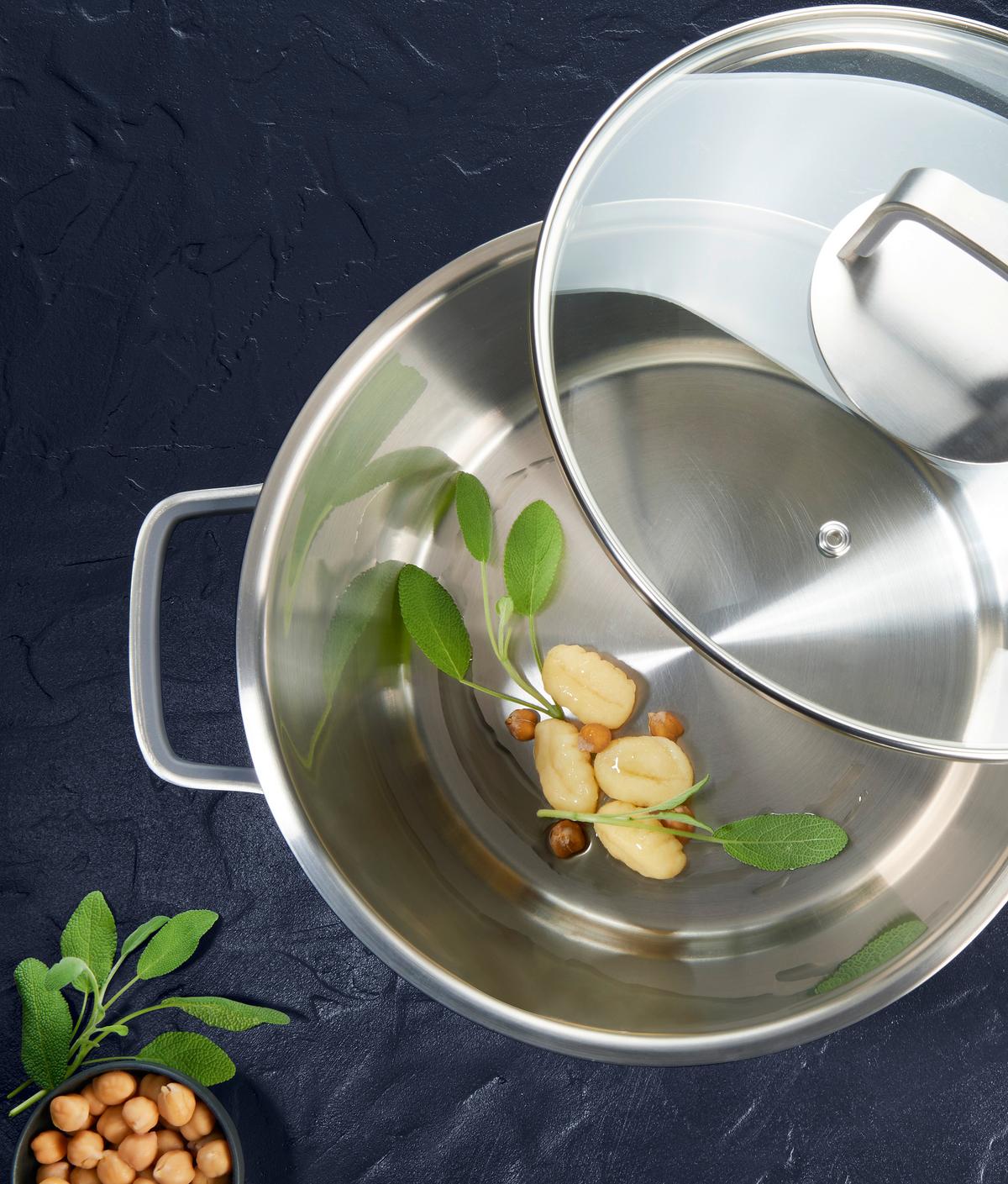 Kochtopf Silver Line Ø ca. 24cm - Klar/Edelstahlfarben, Konventionell, Glas/Metall (24/15,5cm) - Gourmesto