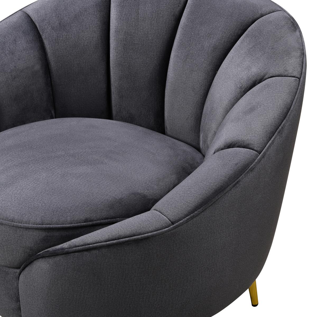 Fotelj Stella, Temno Siva - temno siva/barve medenine, Design, kovina/tekstil (87/76/82cm) - Livetastic