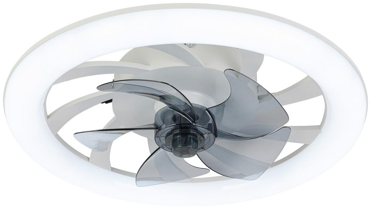 Ventilator de plafon Virti - alb/transparent, Modern, plastic (50/12cm) - Mömax