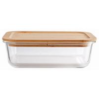 Frischhaltedose Annegret ca. 420ml - Klar/Transparent, Glas/Holz (17,3/12,1/5,6cm) - Zandiara