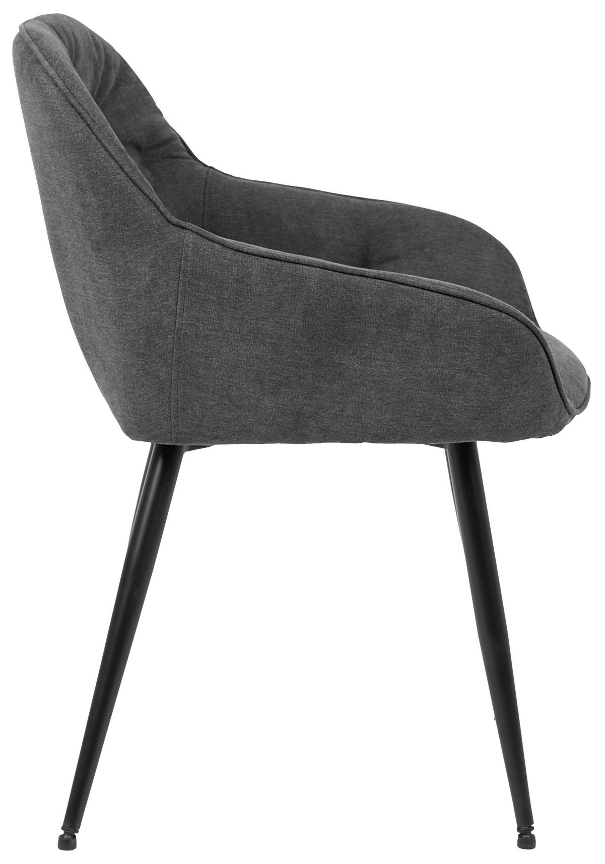 KRZESŁO Z PODŁOKIETNIKAMI ANCONA - czarny/szary, Romantik / Landhaus, metal/tkanina (55/80/61cm) - Livetastic