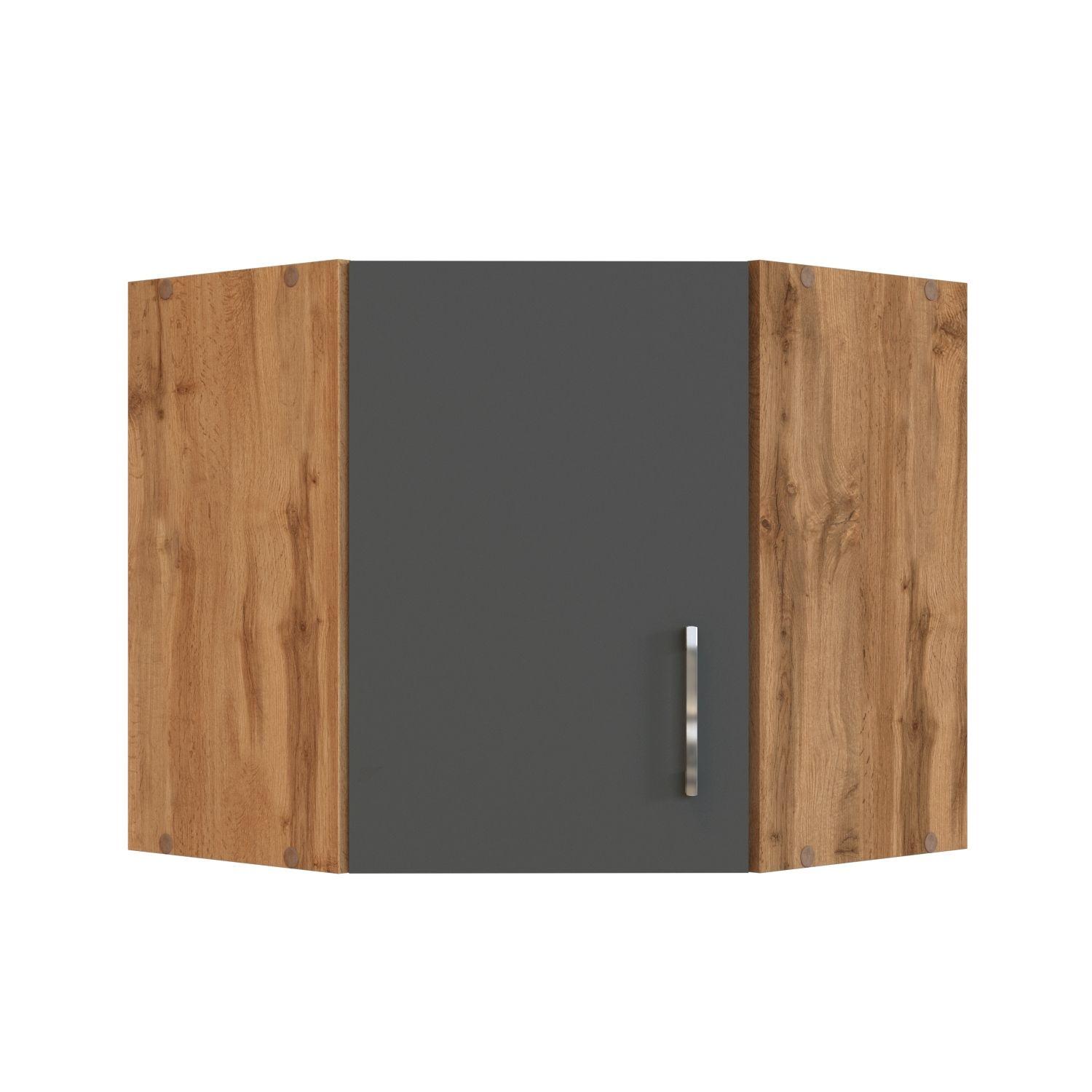 Held Eckoberschrank ca. 60 cm Anthrazit/Eiche - Chromfarben/Anthrazit, MODERN, Holzwerkstoff/Metall (60/57/60cm) - Held