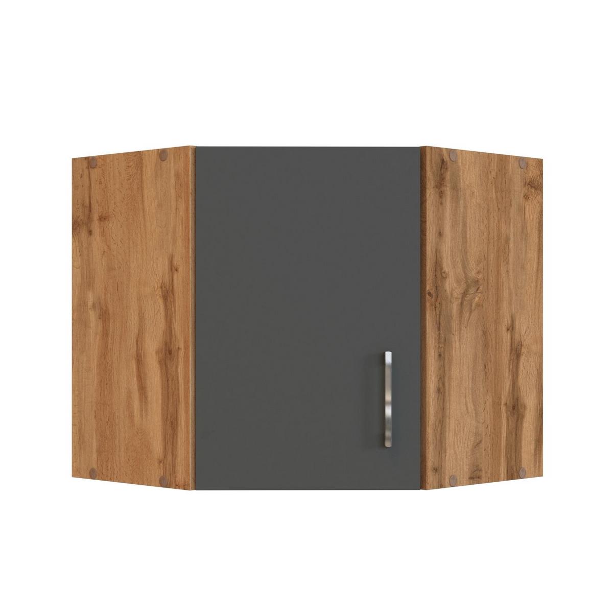 Held Eckoberschrank ca. 60 cm Anthrazit/Eiche - Chromfarben/Anthrazit, MODERN, Holzwerkstoff/Metall (60/57/60cm) - Held