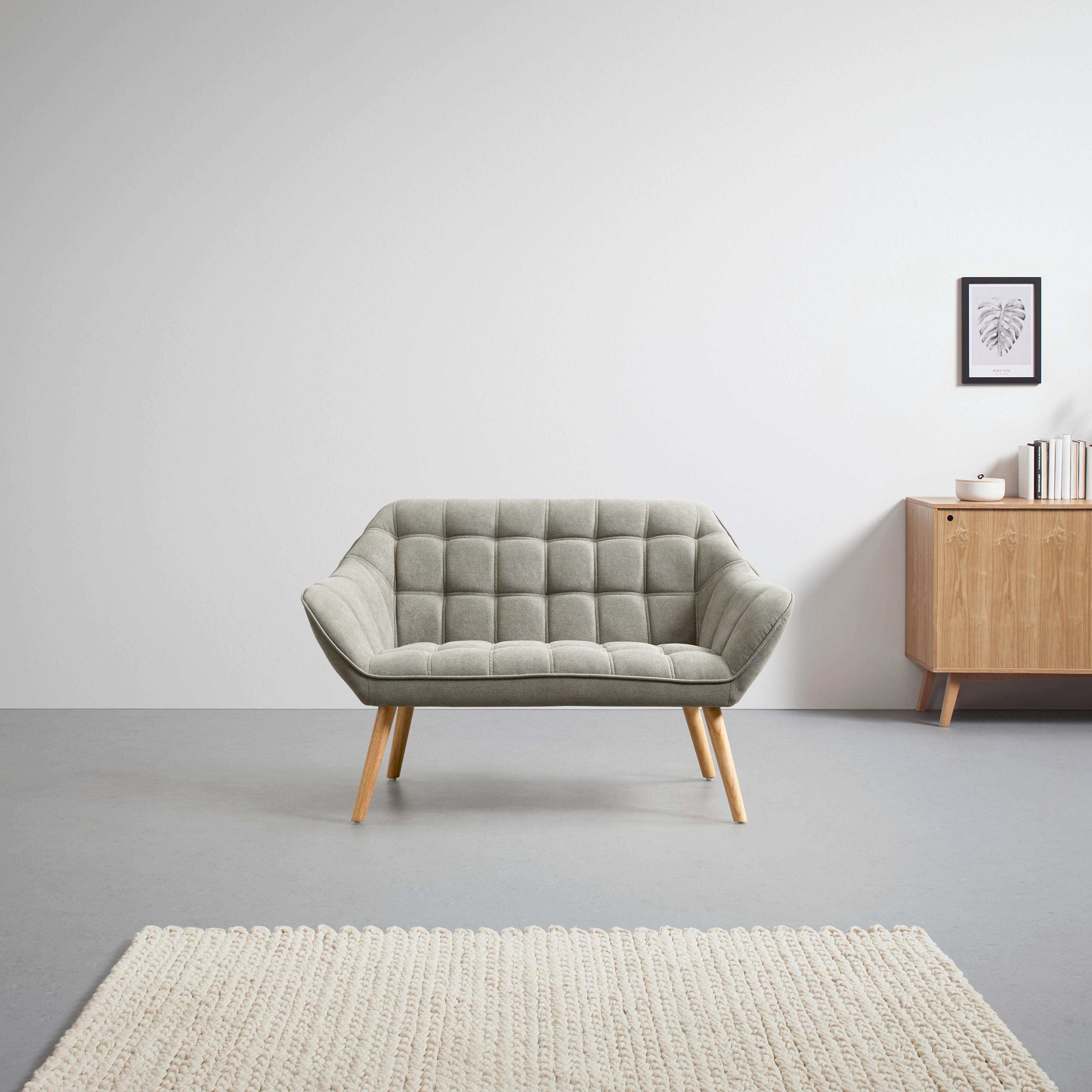 Sofa grau, "Monique" - Grau, MODERN, Holz/Textil (127/76/74,5cm) - Bessagi Home