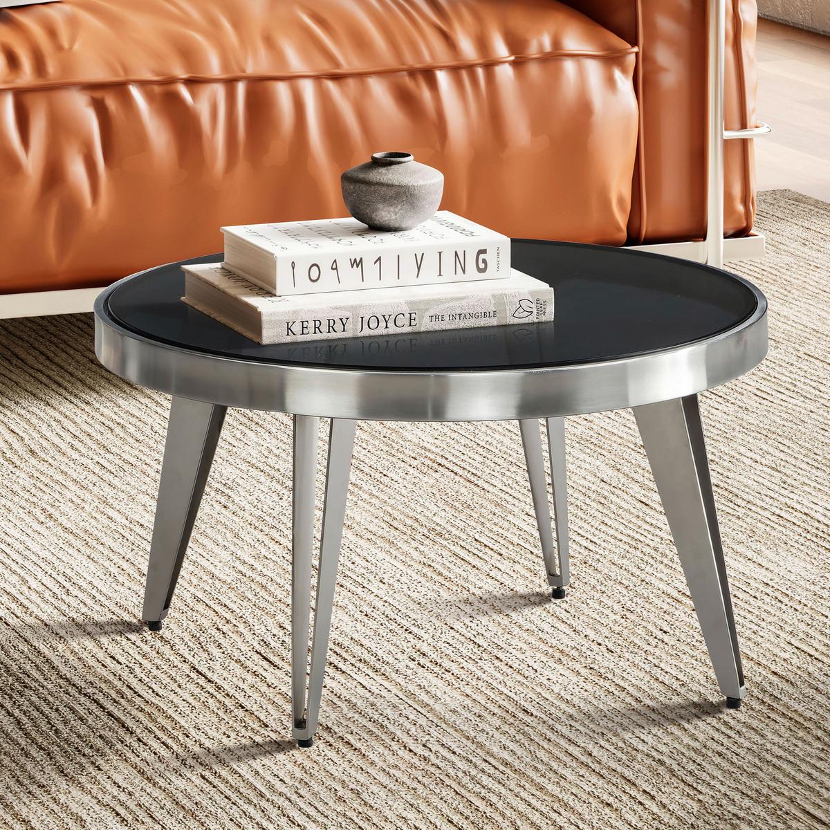 COUCHTISCH WL7.128 - Silberfarben, Design, Glas/Metall (60/60/33cm) - MID.YOU