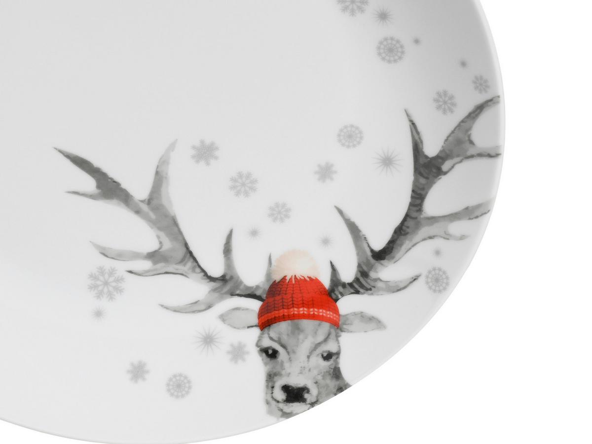 Servis Za Zajtrk Christmas Reindeer, 18-Delni - bela, Basics, keramika - Creatable