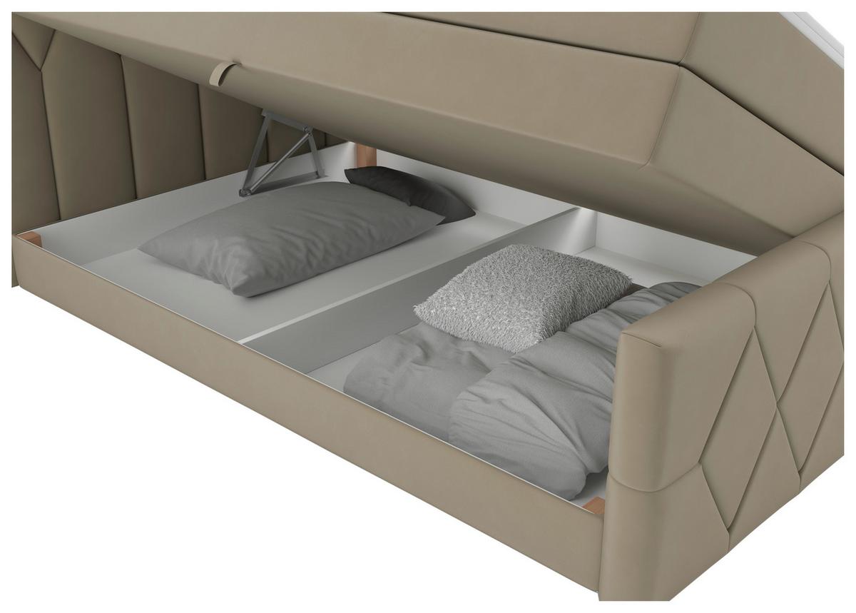 Boxspringbett Josie B Beige ca. 140x200cm - Beige/Schwarz, KONVENTIONELL, Holz/Holzwerkstoff (140/200cm) - Mömax