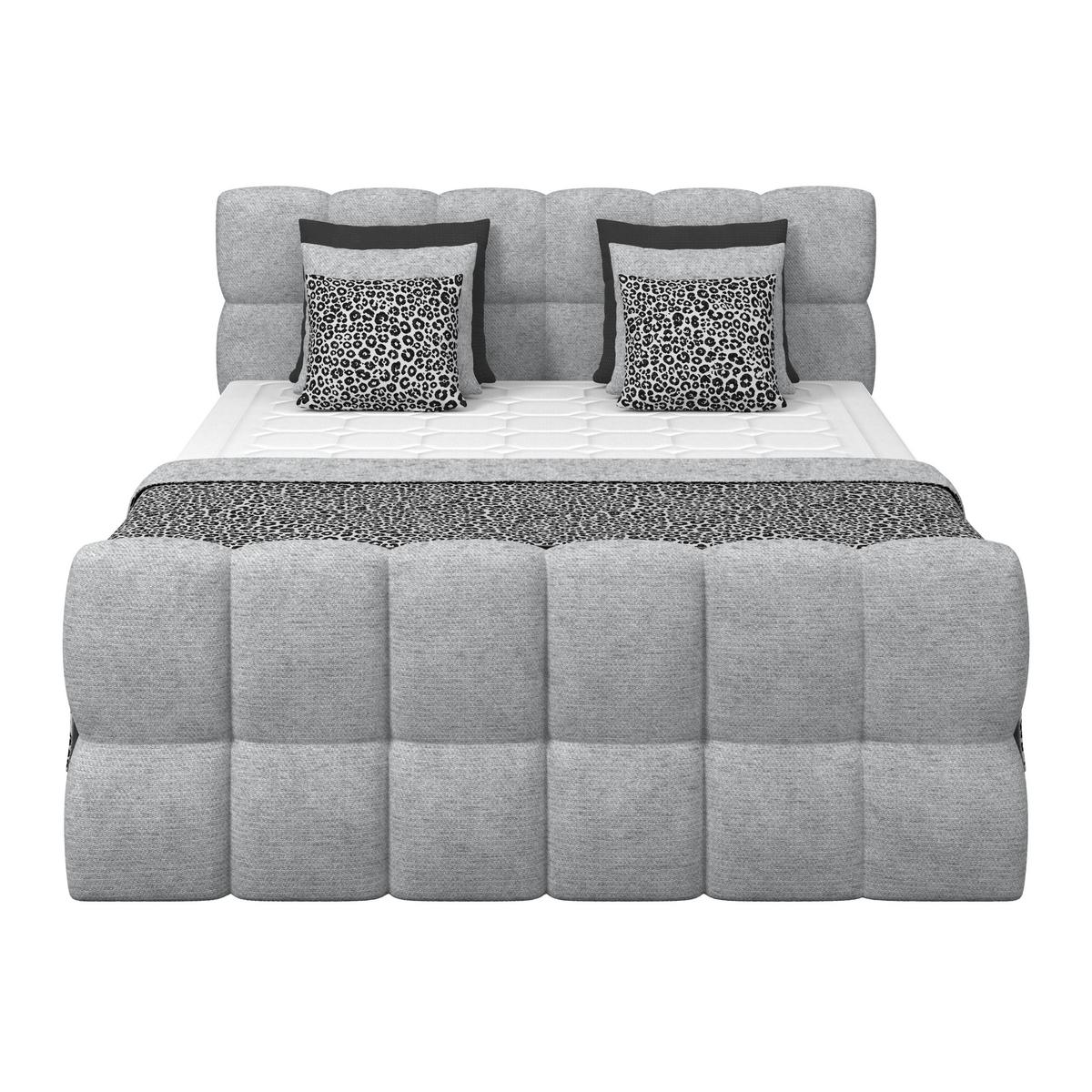 Postelja Boxspring Brisbane, Siva, 160x200 - siva/črna, Trend, kovina/umetna masa (160/200cm) - Premium Living