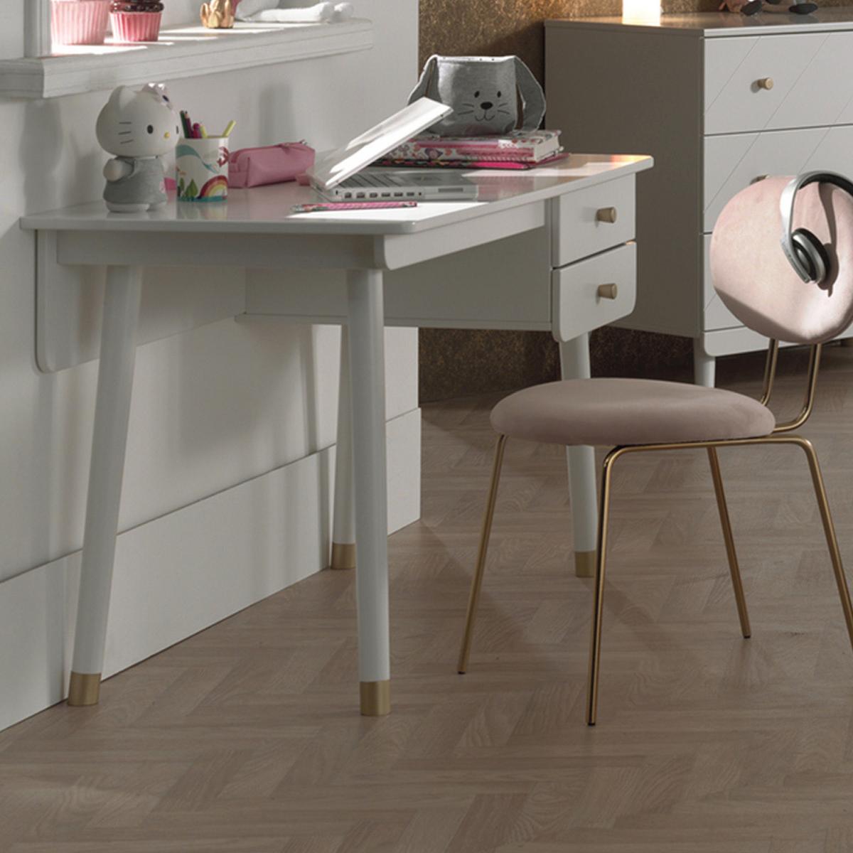 Jugendschreibtisch Billy Weiß - Goldfarben/Weiß, MODERN, Holzwerkstoff/Kunststoff (125/75/60cm) - Vipack