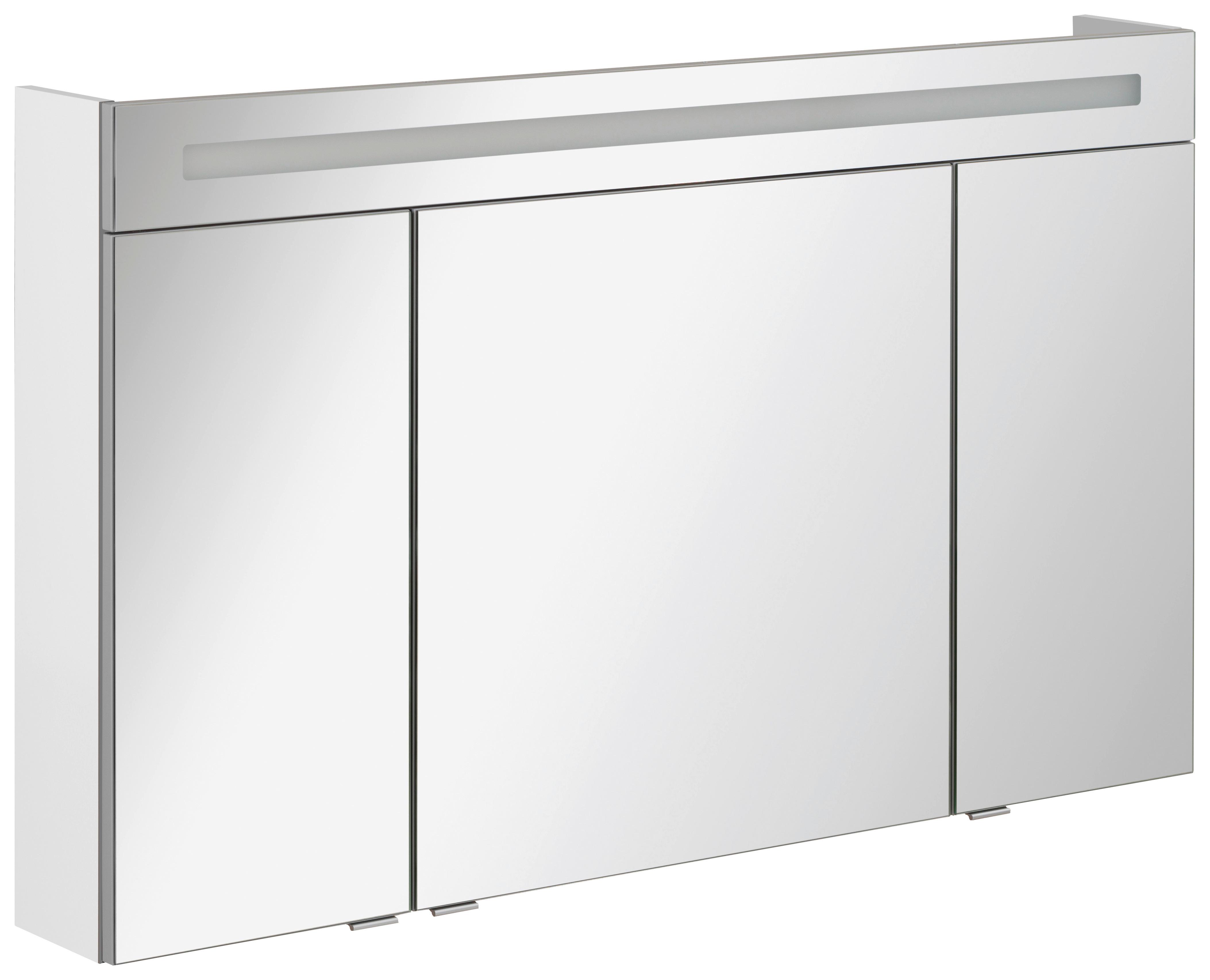 Spiegelschrank B. Clever mit LED 3-türig ca. 120x71 cm Weiß - Alufarben/Weiß, MODERN, Glas/Holzwerkstoff (120/71/16cm) - MID.YOU