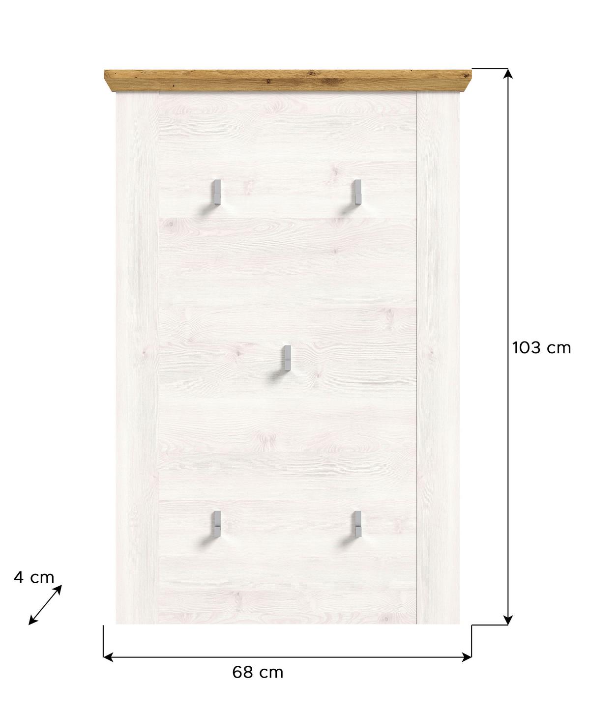 Garderobenpaneel Verona ca. 64x103 cm Lärche/Eiche - KONVENTIONELL, Holzwerkstoff (64/103/4cm) - MID.YOU