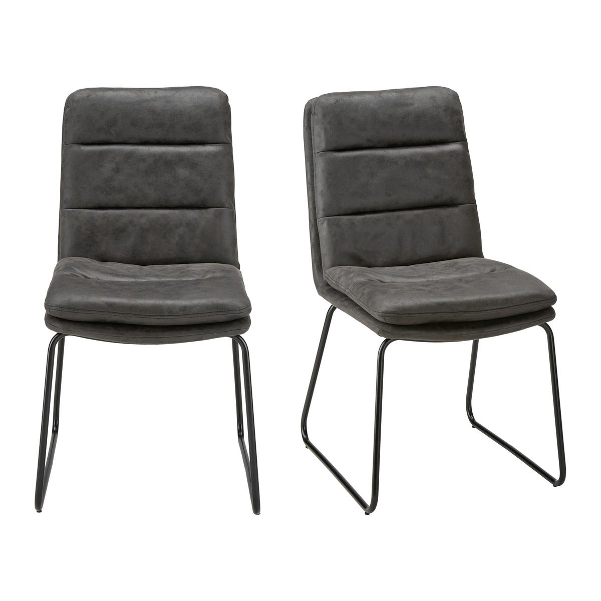 Stuhl Kona Dunkelgrau Mikrofaser Gepolstert - Dunkelgrau/Schwarz, MODERN, Textil/Metall (48/90/65cm) - Bessagi Home