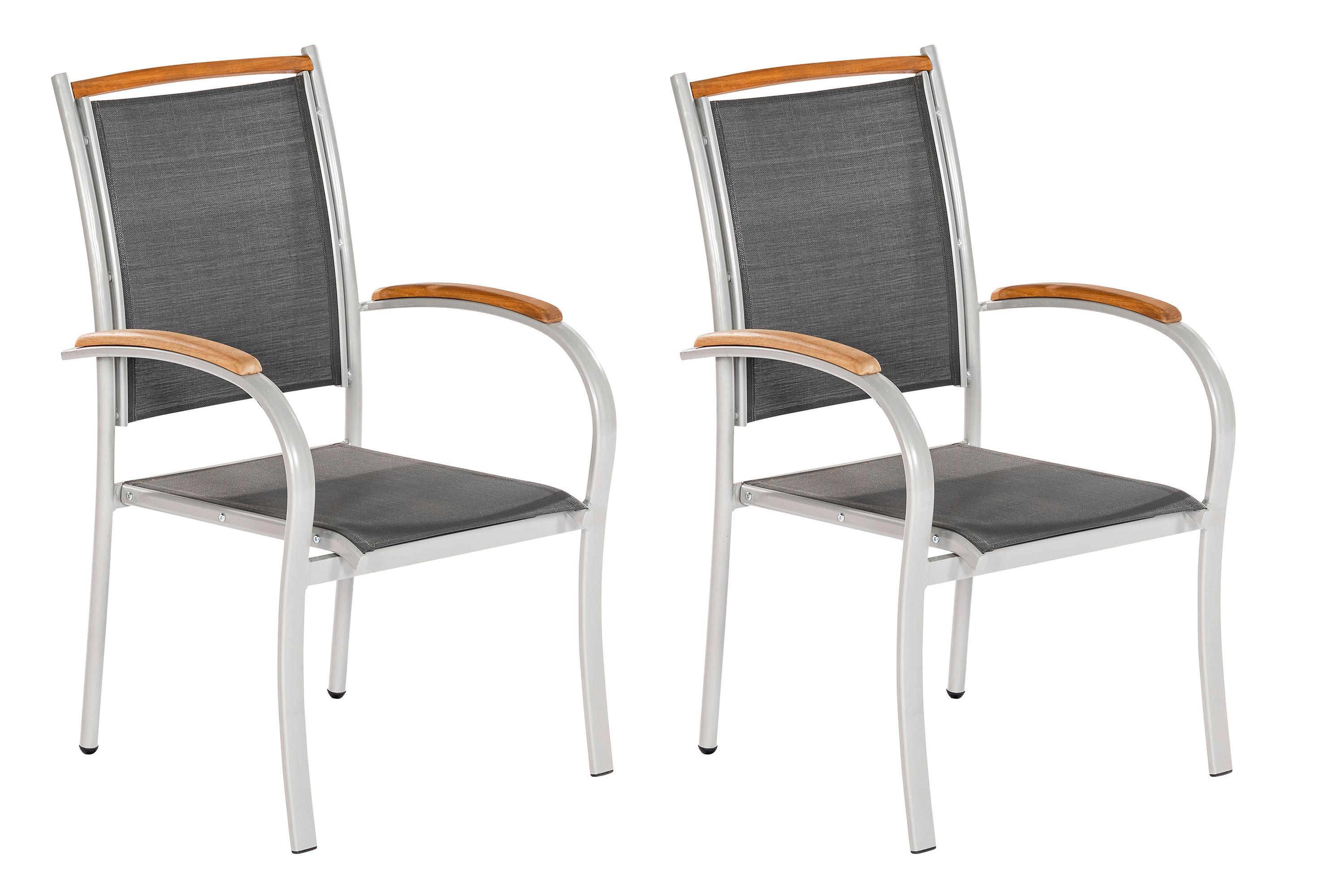 Set Vrtnih Stolov Siena, Siva, 2 Kos - srebrne barve/siva, Konvencionalno, kovina/tekstil (54/43/50,5cm) - Gardenson