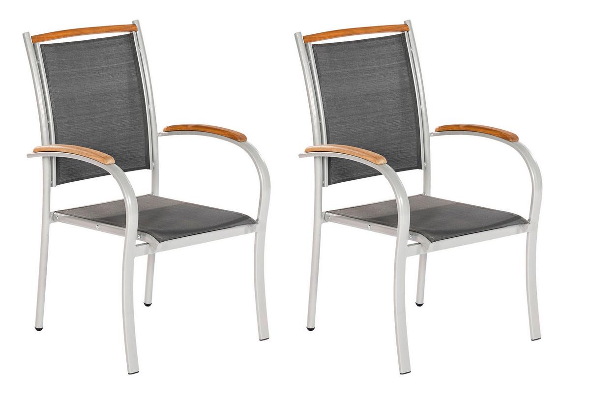 Set Vrtnih Stolov Siena, Siva, 2 Kos - srebrne barve/siva, Konvencionalno, kovina/tekstil (54/43/50,5cm) - Gardenson