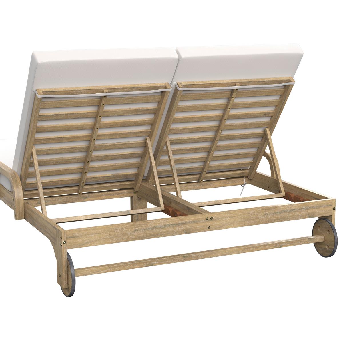 Șezlong Elja - gri/culoare lemn acacia, Modern, lemn/textil (195/50/150cm) - Bessagi Garden