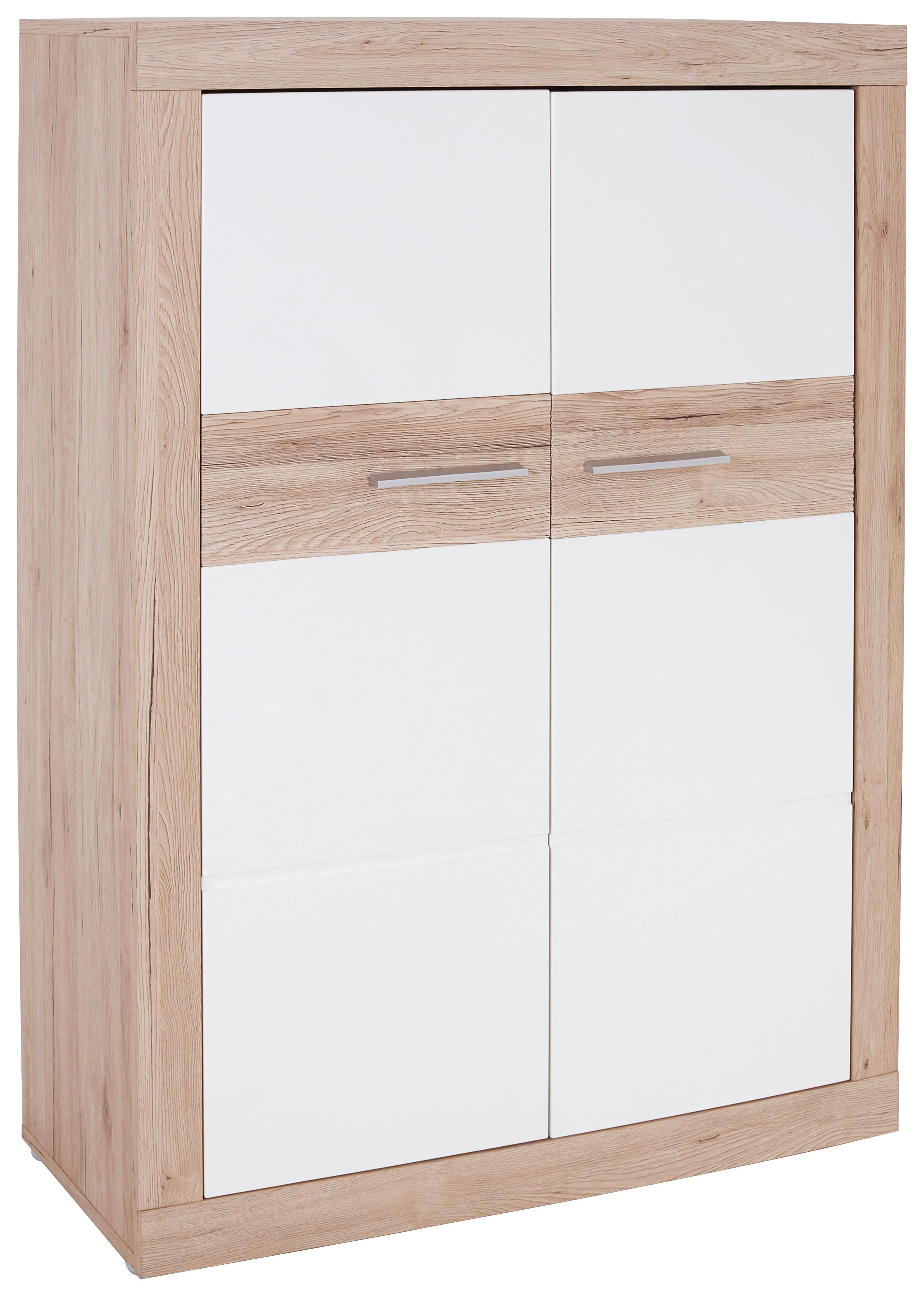 Komoda Malta - bijela/boje hrasta, Moderno, drvo/plastika (96/132/35cm) - Modern Living