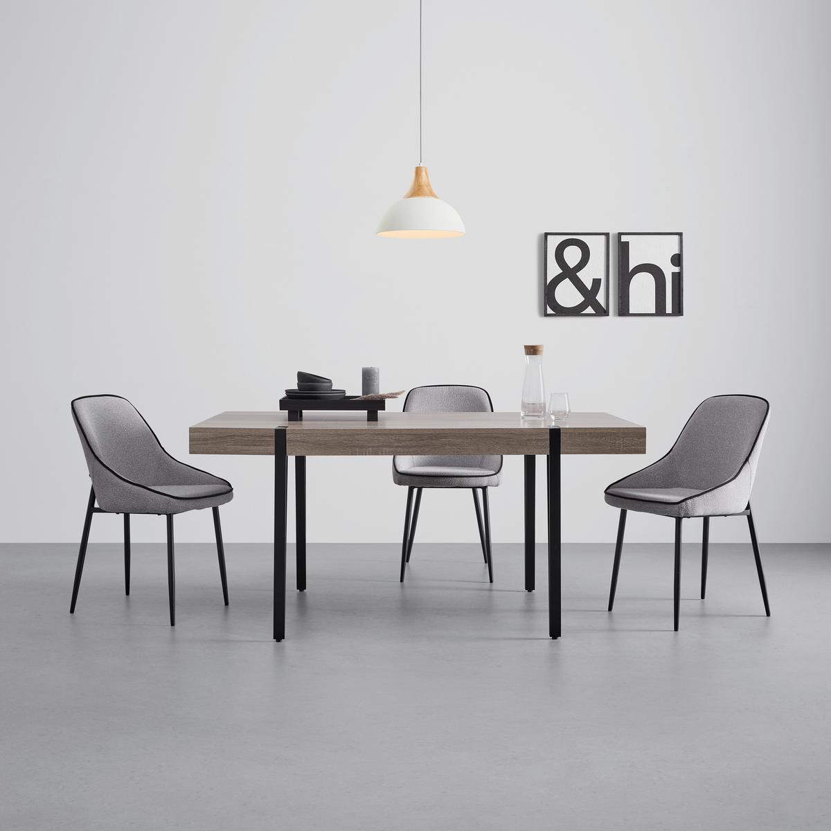 Masă ELIN - culoare lemn stejar/negru, Modern, metal/material pe bază de lemn (160/90/76cm) - Bessagi Home