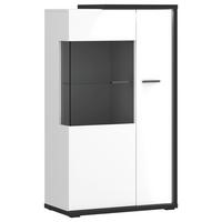 Vitrină AMBIENTE PLUS - alb/alb lucios intens, Modern, sticlă/material pe bază de lemn (73,4/131,6/43,6cm) - Modern Living