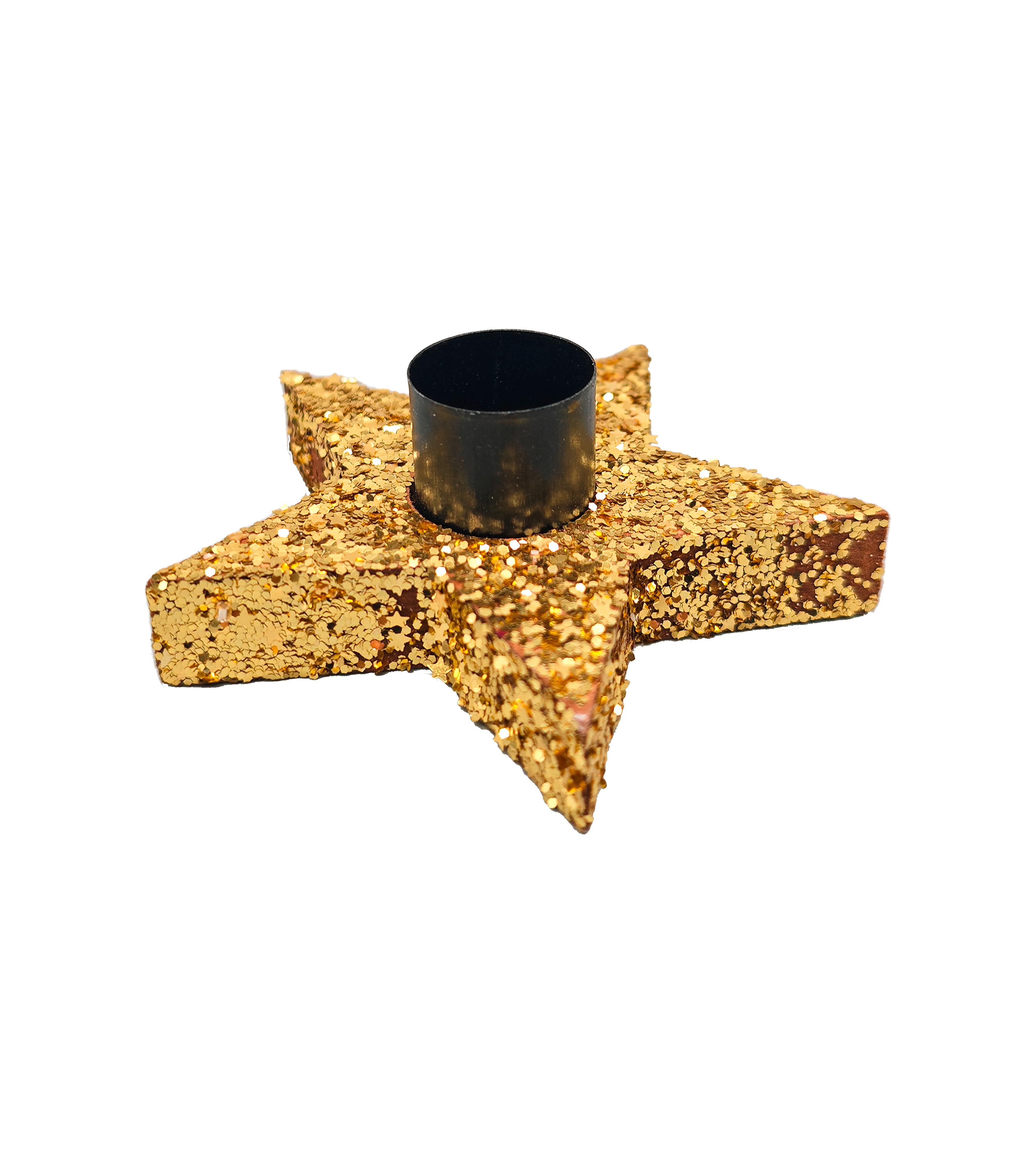 Kerzenhalter Goldie Schwarz/Goldfarben - Goldfarben/Schwarz, KONVENTIONELL, Holzwerkstoff (9/3,5/9cm) - Mömax