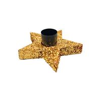 Kerzenhalter Goldie Schwarz/Goldfarben - Goldfarben/Schwarz, Konventionell, Holzwerkstoff (9/3,5/9cm) - Mömax